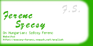 ferenc szecsy business card